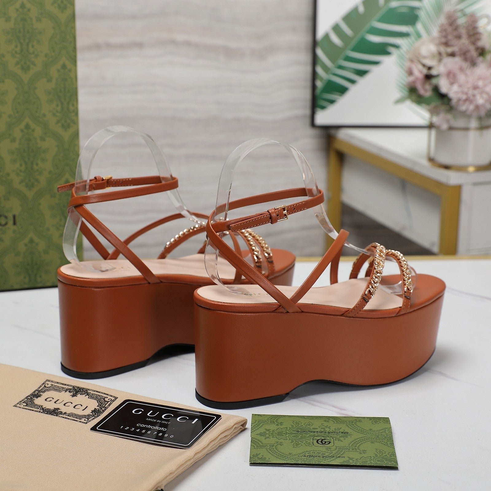 WEDGE PLATFORM IN CINNAMON BROWN SHEEPSKIN - Image 4