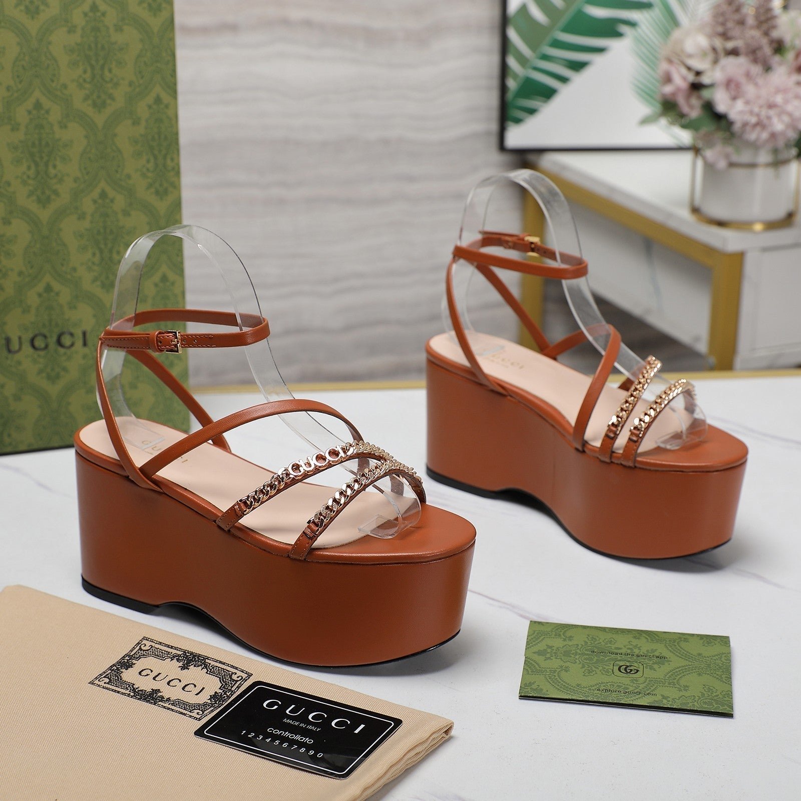 WEDGE PLATFORM IN CINNAMON BROWN SHEEPSKIN - Image 3
