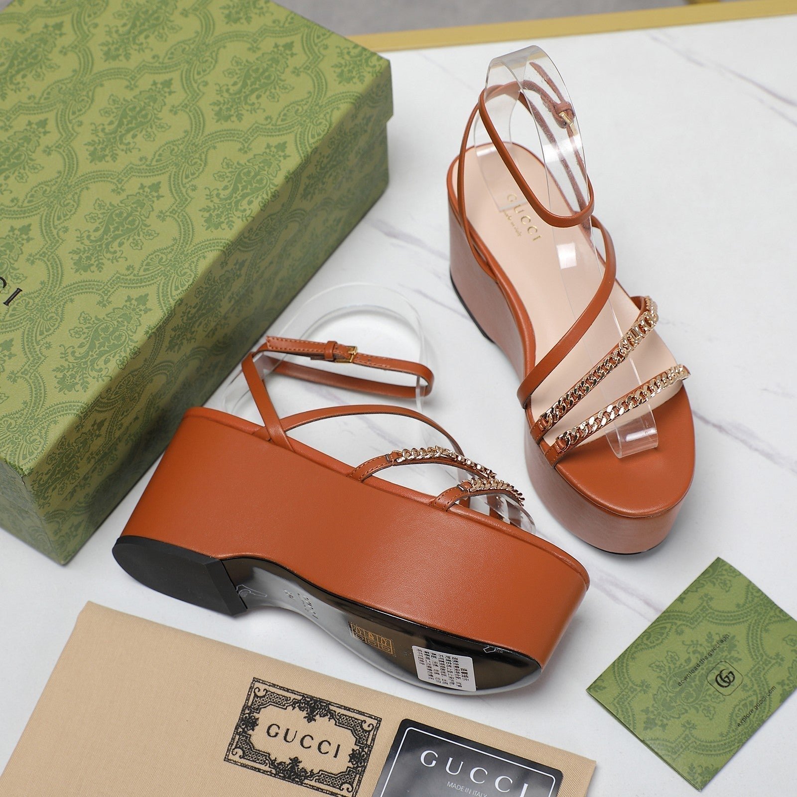 WEDGE PLATFORM IN CINNAMON BROWN SHEEPSKIN - Image 6