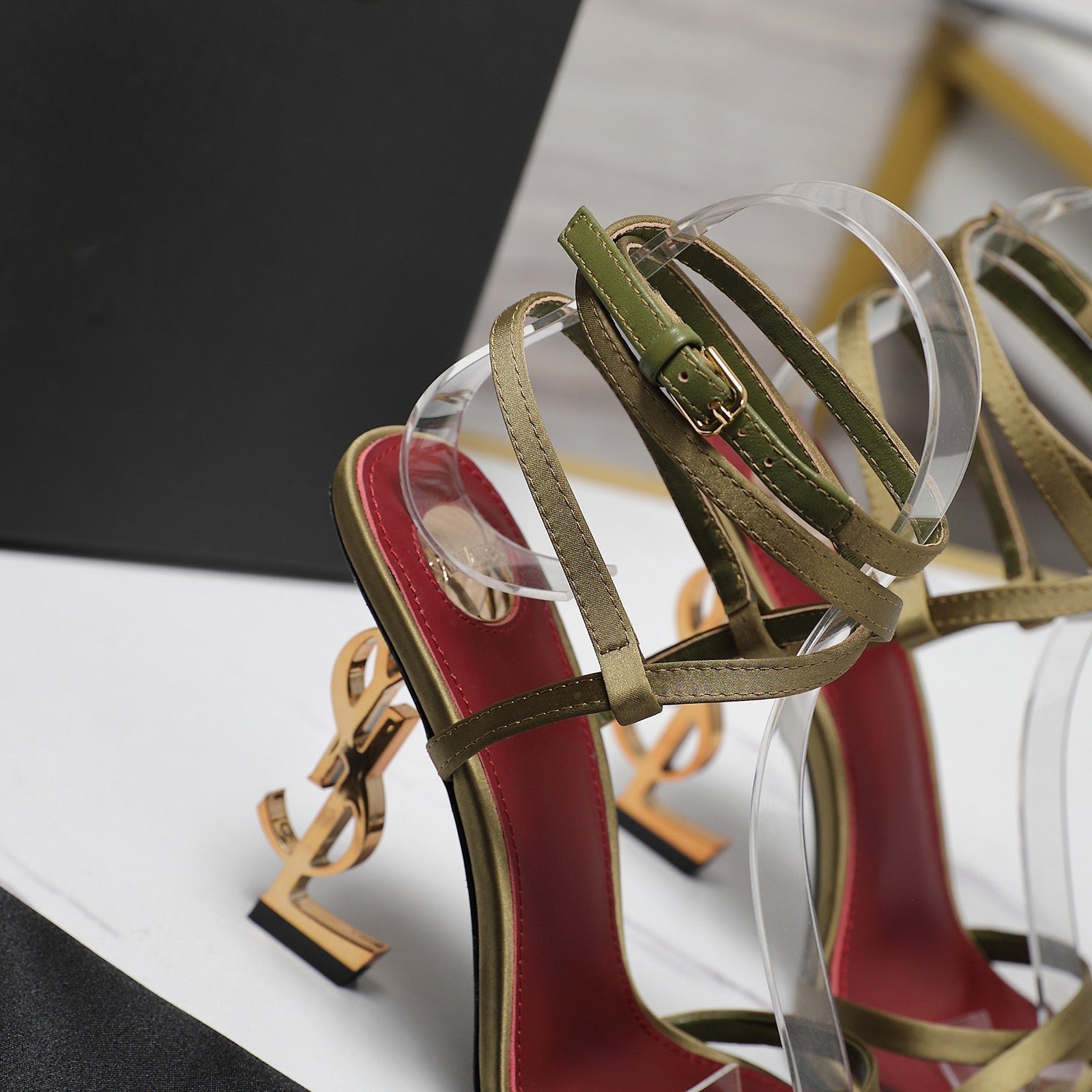 OPYUM SANDALS IN CUBA GOLD SATIN CREPE - Image 2