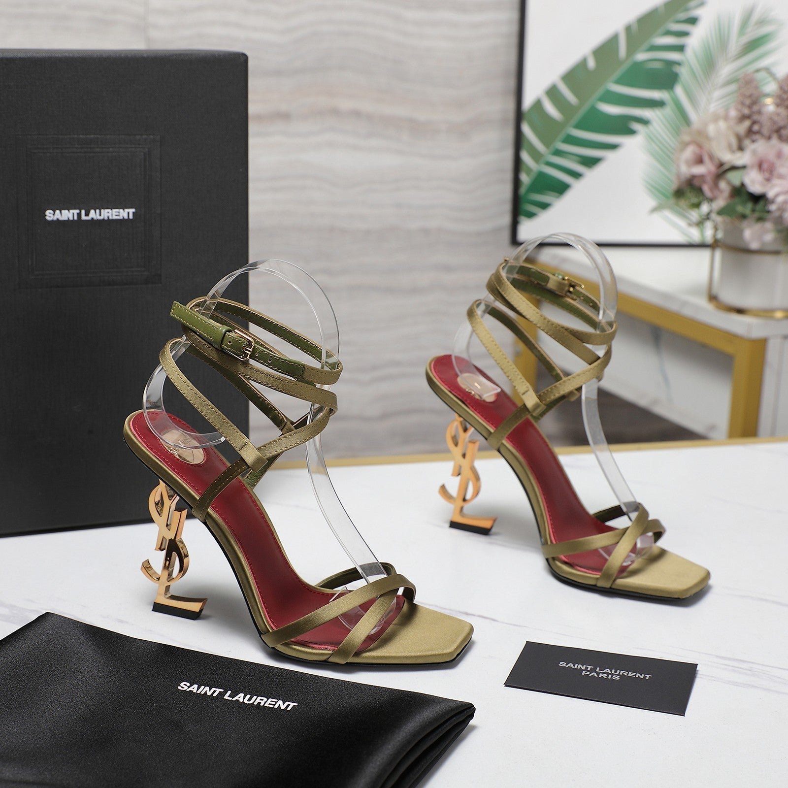 OPYUM SANDALS IN CUBA GOLD SATIN CREPE - Image 4