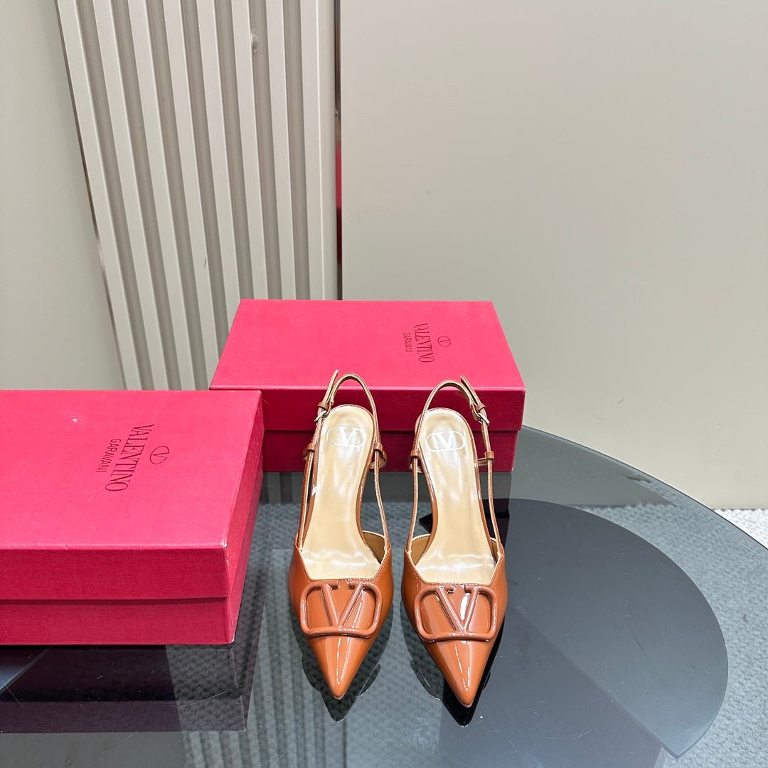 VLOGO SIGNATURE GINGER ORANGE PATENT LEATHER SLINGBACK PUMP 80MM - Image 4