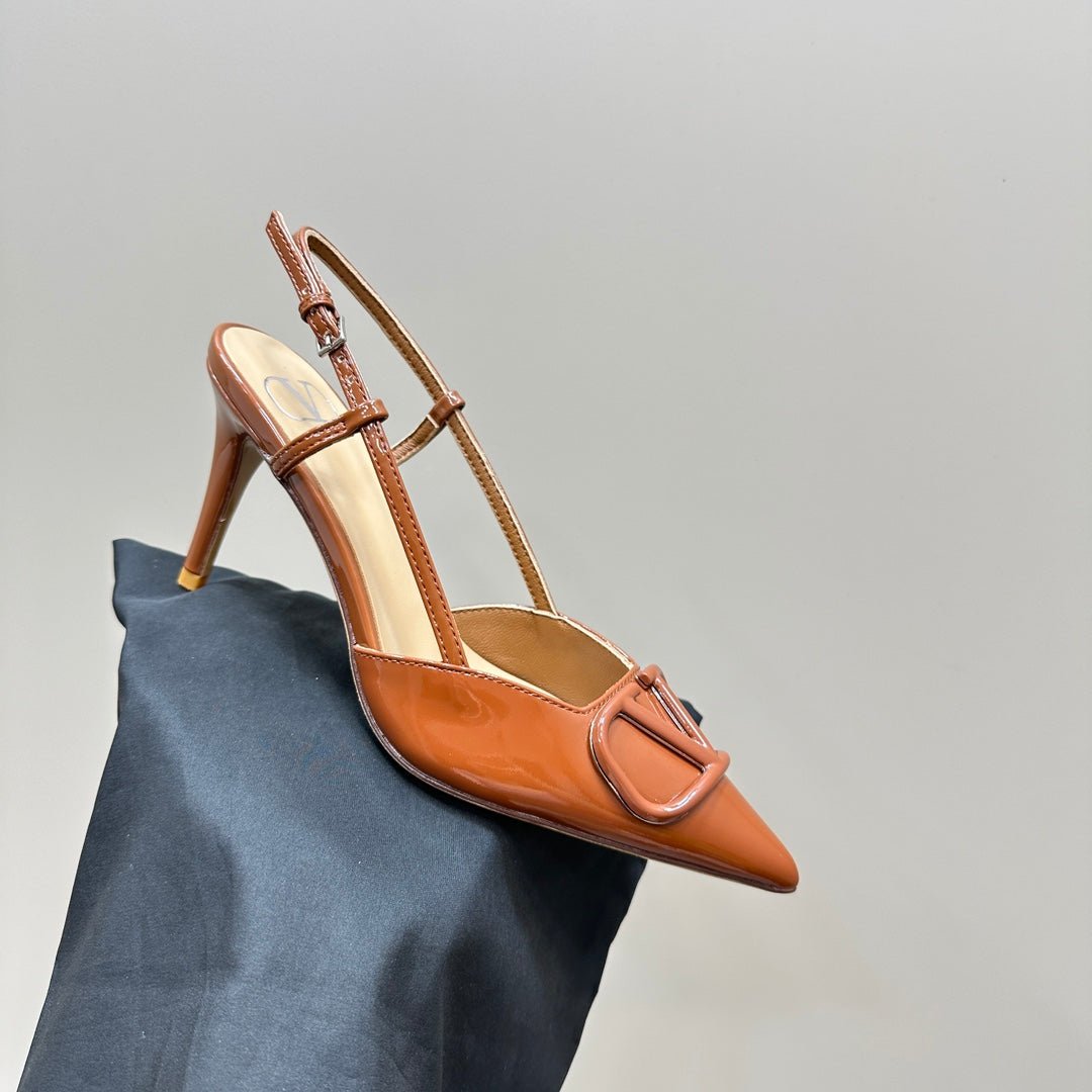 VLOGO SIGNATURE GINGER ORANGE PATENT LEATHER SLINGBACK PUMP 80MM - Image 5