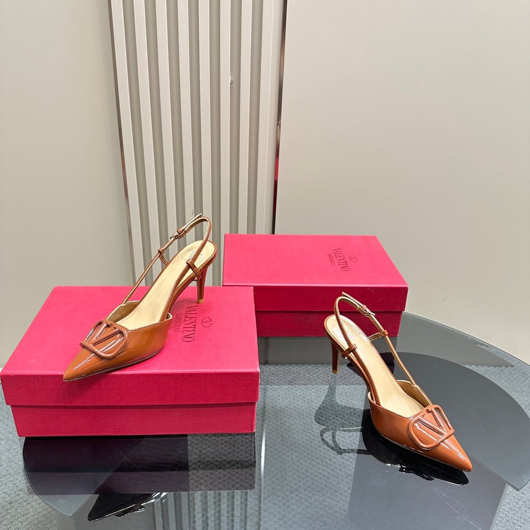 VLOGO SIGNATURE GINGER ORANGE PATENT LEATHER SLINGBACK PUMP 80MM - Image 6