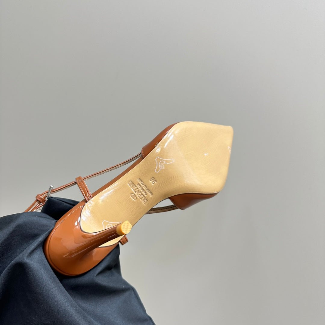 VLOGO SIGNATURE GINGER ORANGE PATENT LEATHER SLINGBACK PUMP 80MM - Image 9