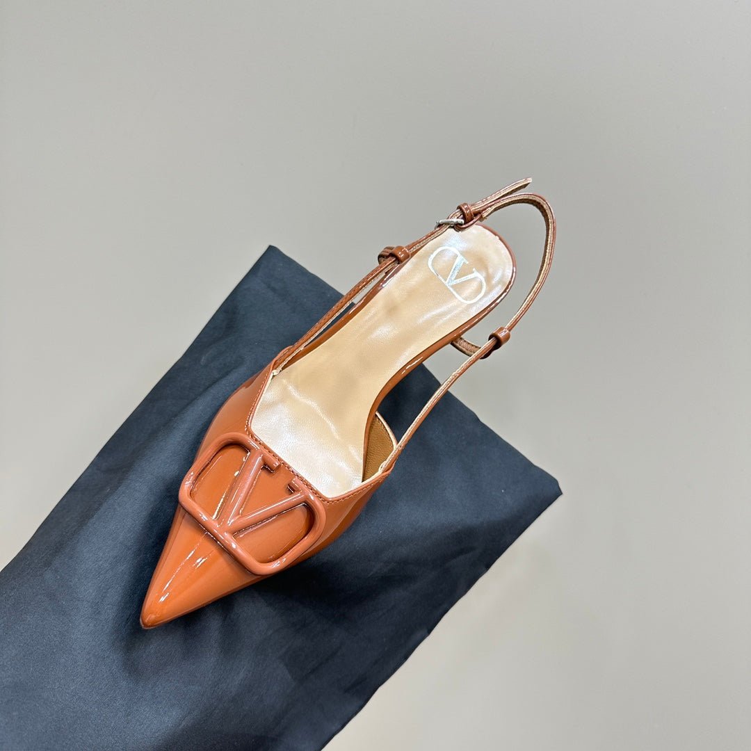 VLOGO SIGNATURE GINGER ORANGE PATENT LEATHER SLINGBACK PUMP 80MM - Image 7