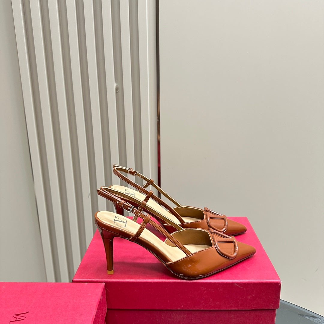 VLOGO SIGNATURE GINGER ORANGE PATENT LEATHER SLINGBACK PUMP 80MM - Image 2