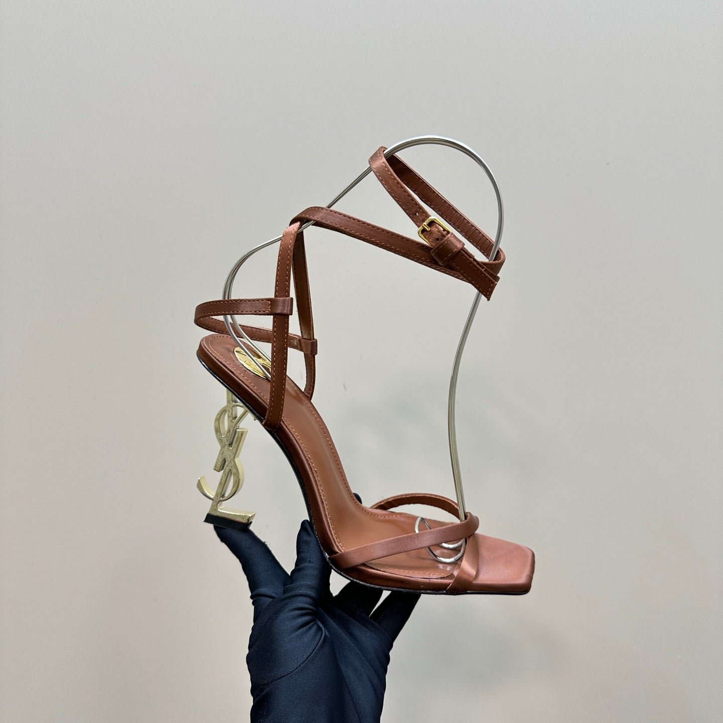 OPYUM HIGH SANDALS IN BROWN SILK - Image 6