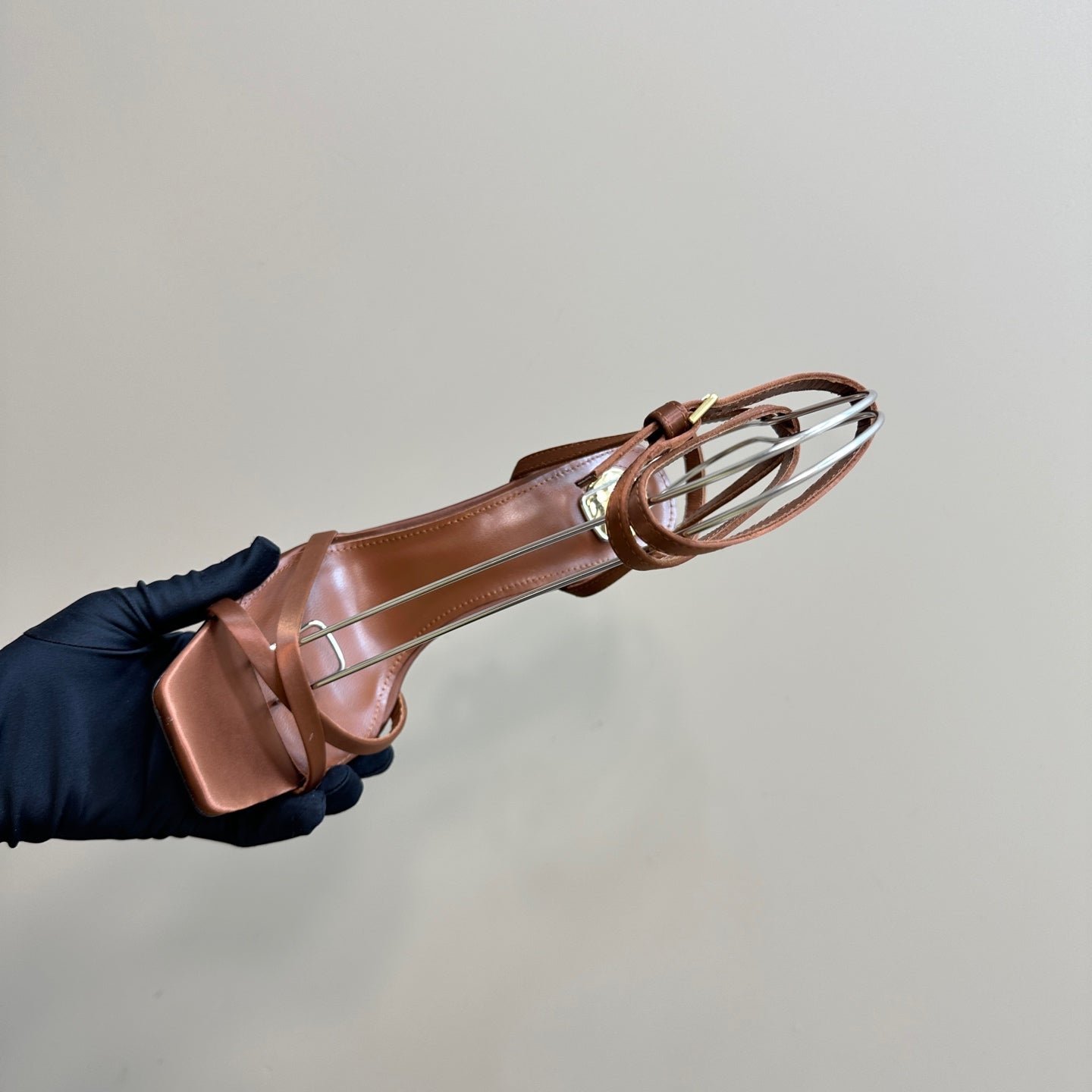 OPYUM HIGH SANDALS IN BROWN SILK - Image 8