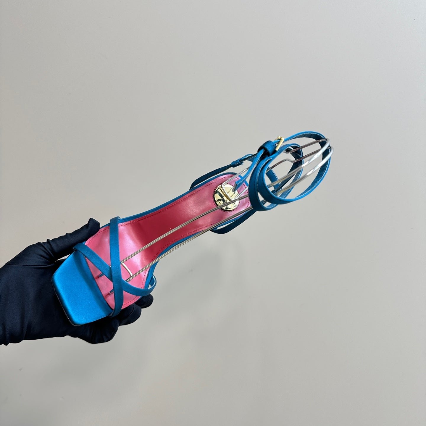 OPYUM HIGH SANDALS IN DUCK BLUEE SILK - Image 8