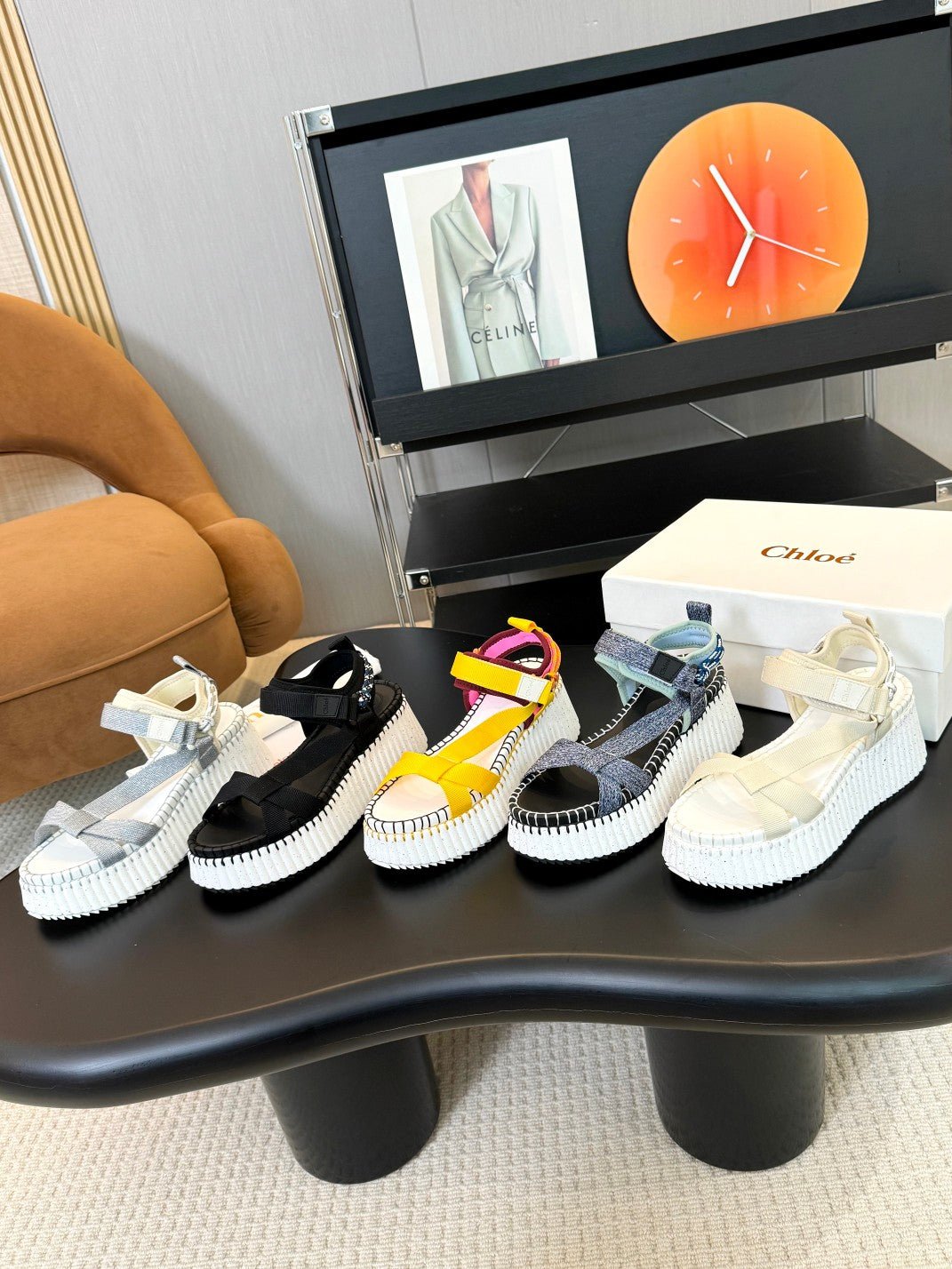 NAMA WEDGE SANDALS IN GREY FABRIC AND WHITE RUBBER - Image 6