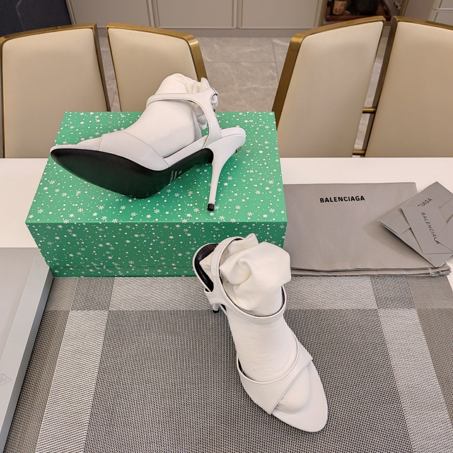 OPEN TOE STRAPPY HIGH HEEL IN WHITE CALFSKIN - Image 7