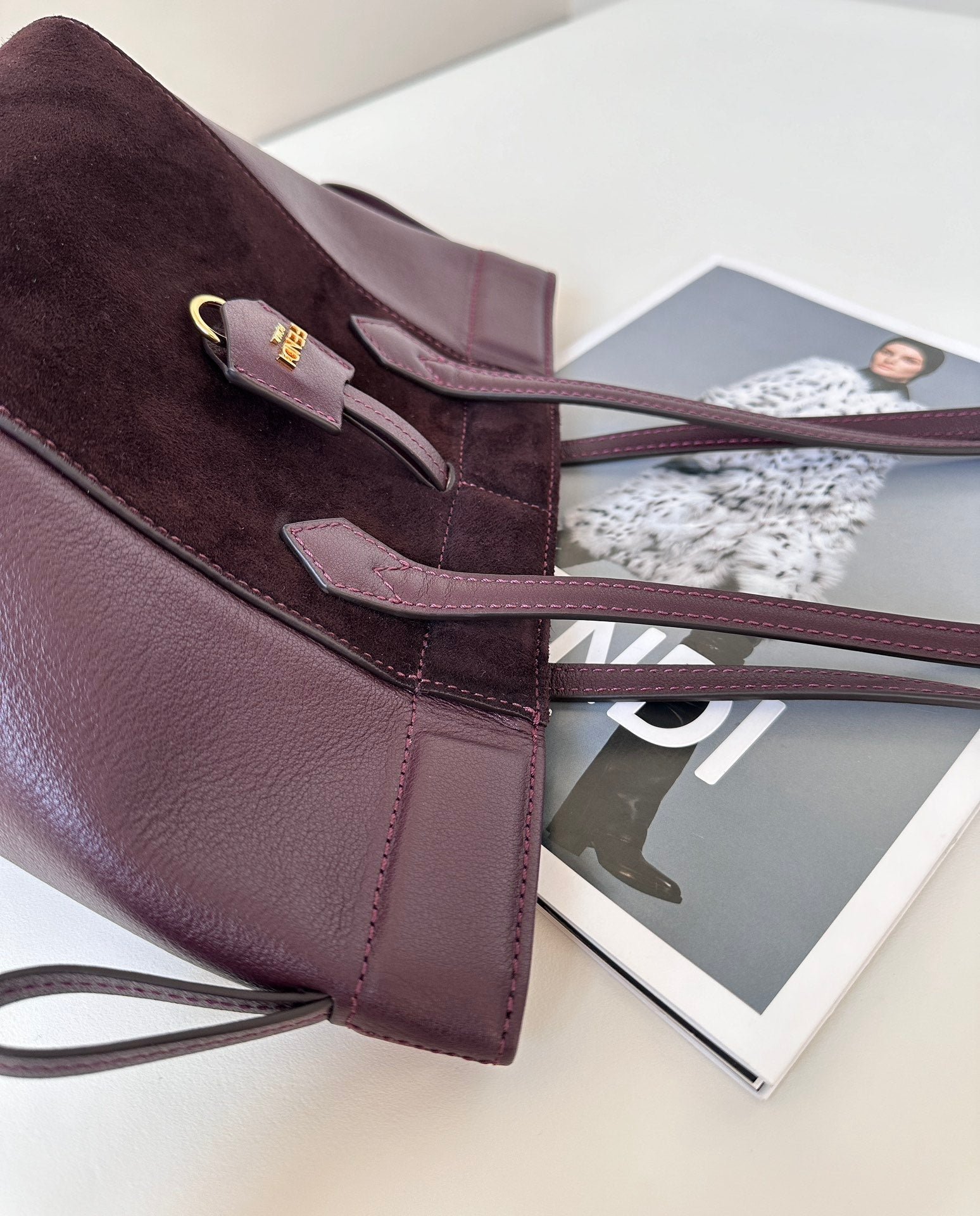 ORIGAMI MINI 19 IN WINE RED LAMBSKIN AND SUEDE - Image 4