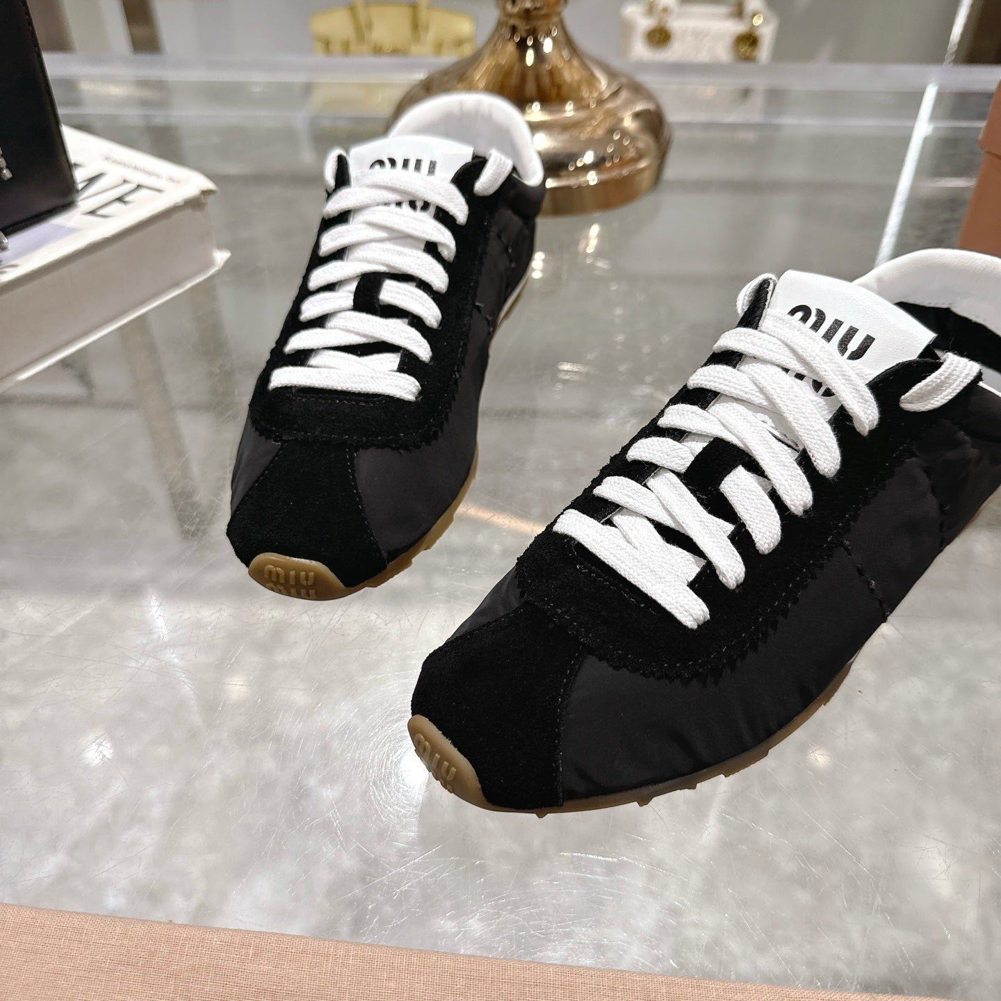 PLUME NAPPA SNEAKERS IN BLACK SUEDE AND CANVAS - Image 4