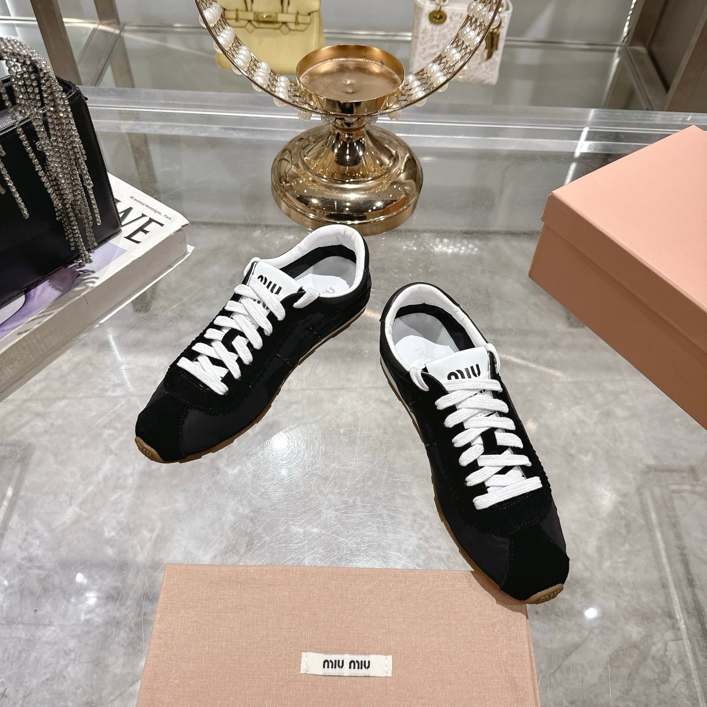 PLUME NAPPA SNEAKERS IN BLACK SUEDE AND CANVAS - Image 6