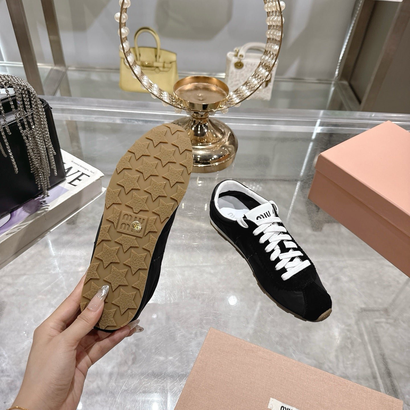 PLUME NAPPA SNEAKERS IN BLACK SUEDE AND CANVAS - Image 2
