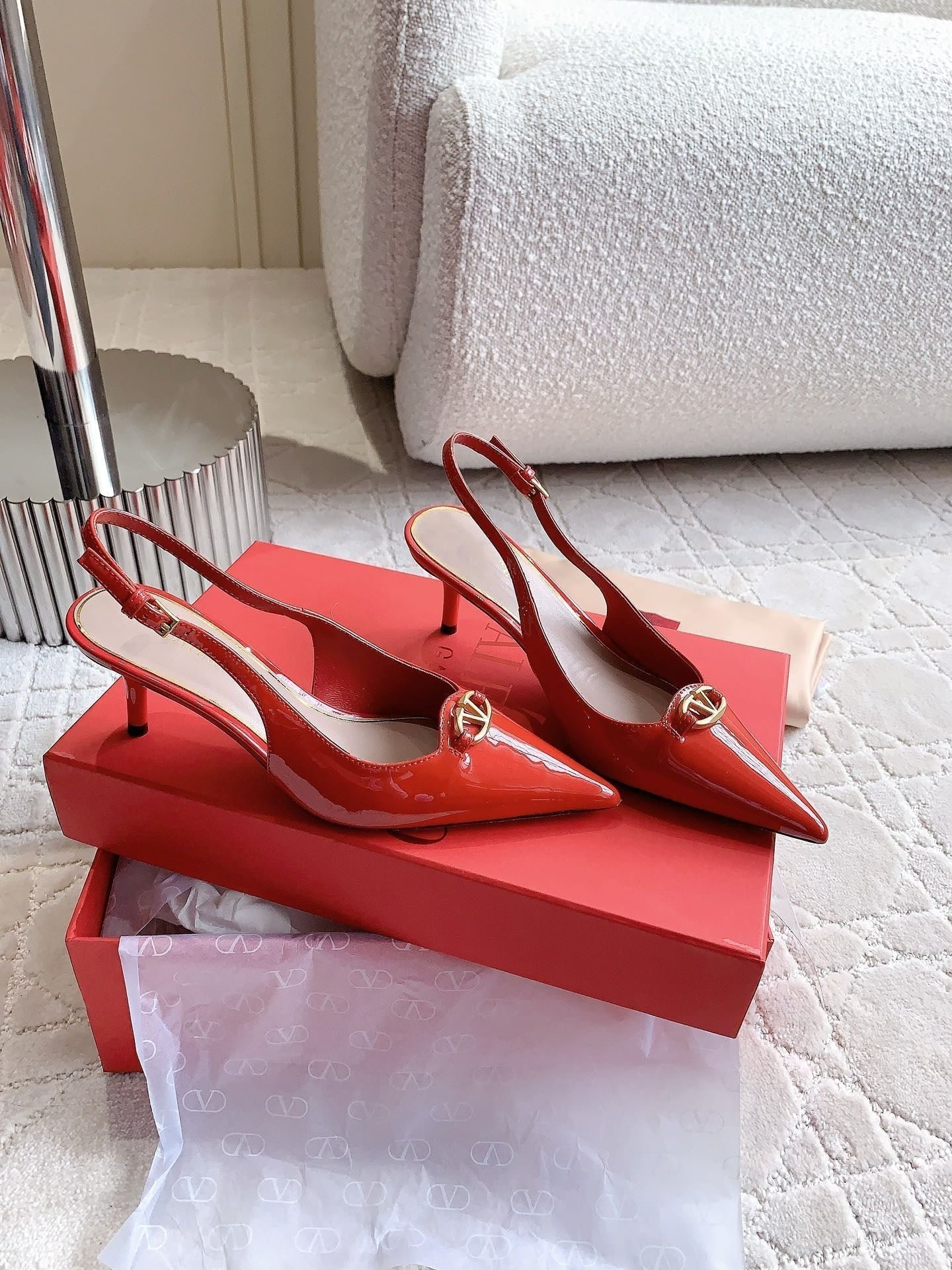 Vlogo Slingback Pump 65MM Shiny Red - Image 4